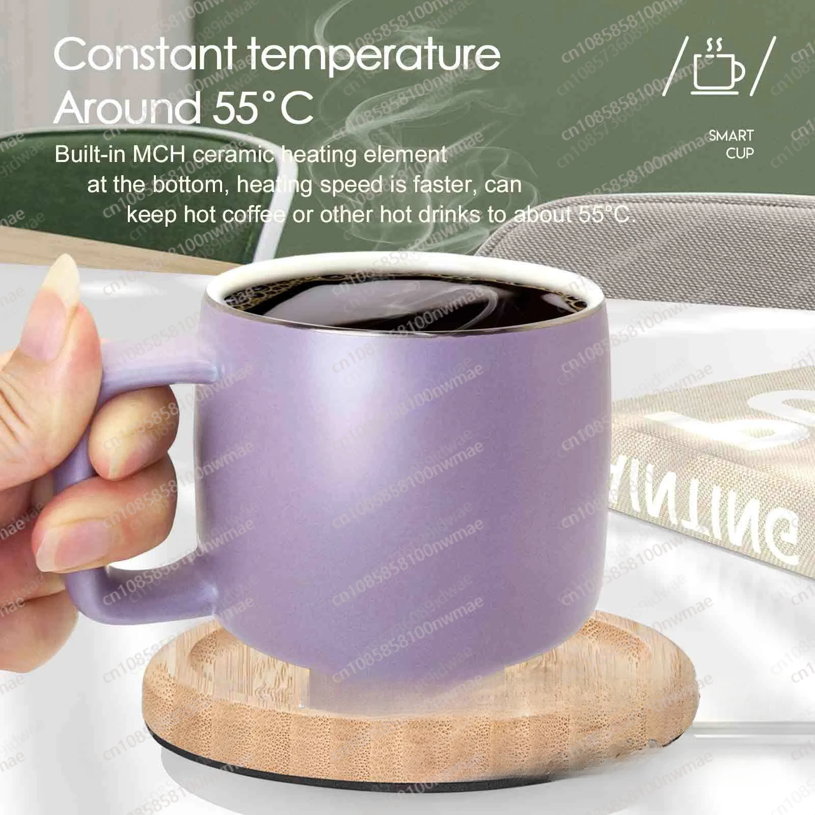 Matte Purple Warm Cup Coffee Thermal Insulation Coaster Constant Temperature Heating Office coaster
