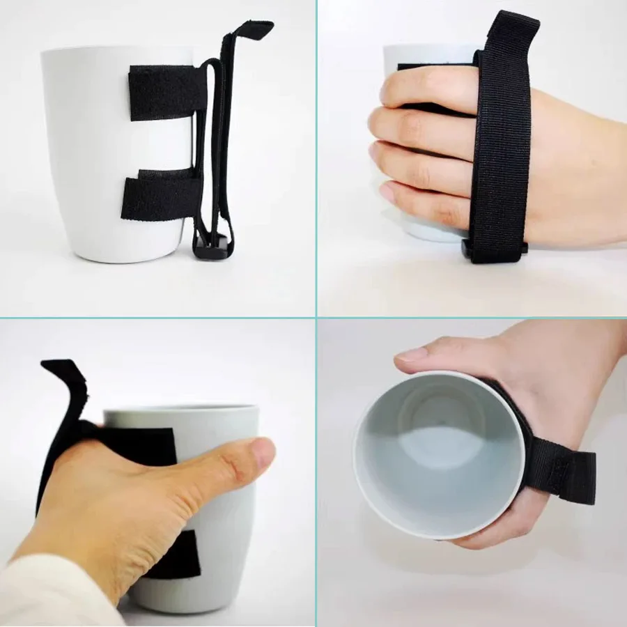 Aid Utensil Cuff Holder Strap Elastic Eating Assistance Cuff Spoons Forks Knife Fixing Nylon Band For Patients Elderly Disabled