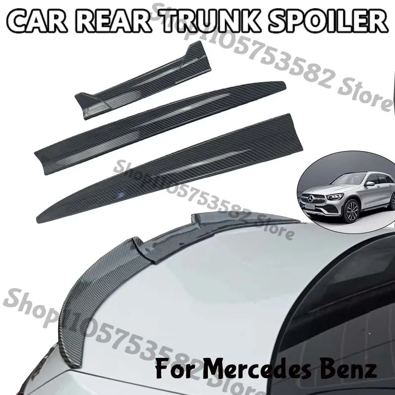 3Pcs DIY Cuttable Rear Trunk Spoiler Roof Wing Matte Black Universal Car Spoiler For Mercedes Benz Sedan Hatchback Modification