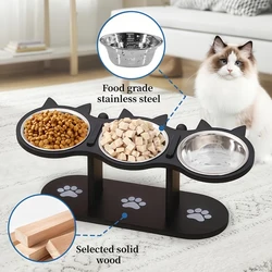 Comedero elevado 3 tazones para gato y perro – Base antideslizante