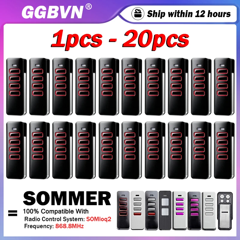 SOMMER Pearl Slider Vibe Twin Status 4018 4019 TX55-868-4 TRX55-868-4 Garage / Gate Remote Control 868.8MHz 868.95MHz SOMloq2