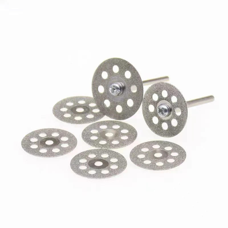 

New Hot Sale 10Pcs 22mm Mini Sharp Diamond Cut Off Rotary Tool Cutting Disc Disks DIY Tools Accessories For Dremel with 2Pcs rod