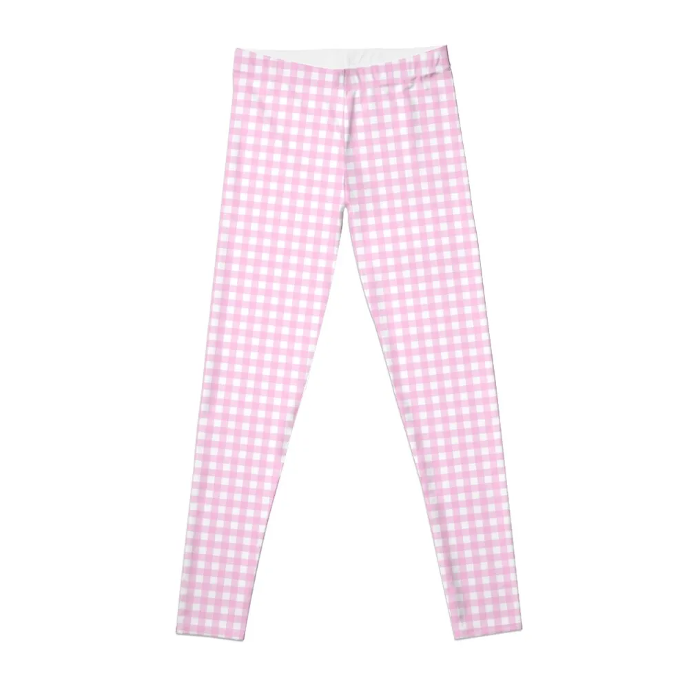 

Pink And White Gingham Check Pattern Leggings sports leggings for Women gym