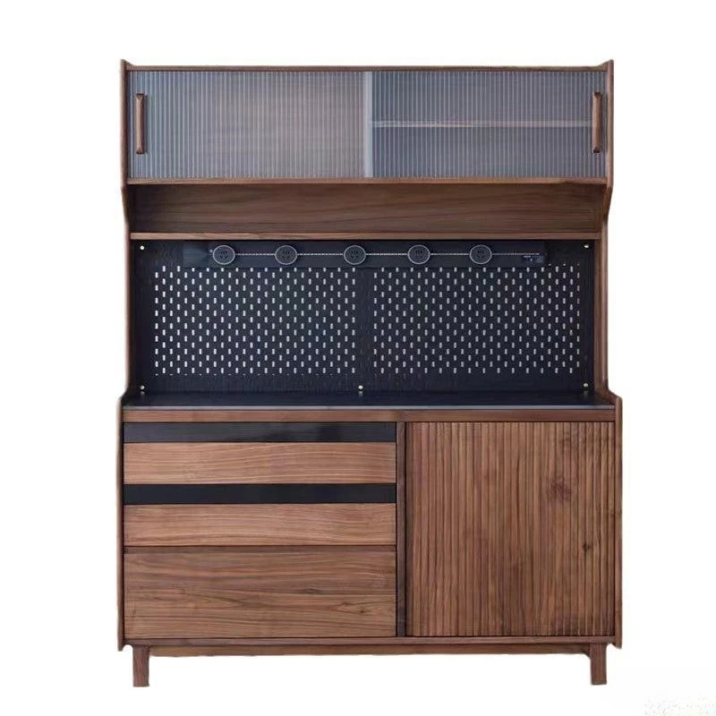 Dining side cabinet Black walnut side cabinet Household dining room furniture Solid wood integrated bar