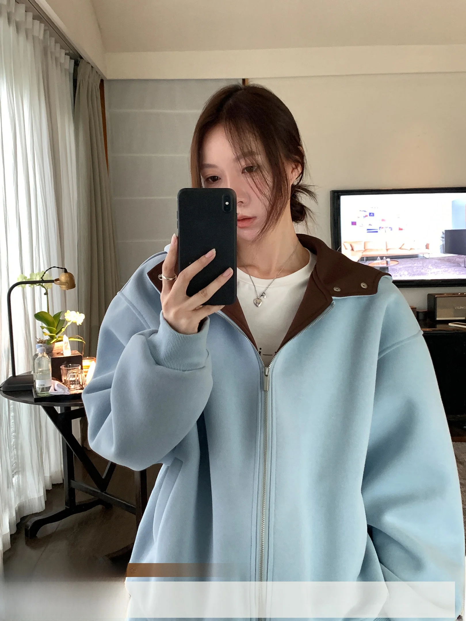 

Vs What женская праздничная повседневная цветная блузка с капюшоном, кардиган Jaet, свободная посадка, длинная застежка-молния