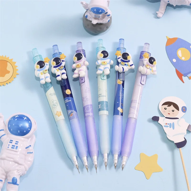 36pcs/lot Kawaii Astronaut Press Gel Pen Cute 0.5mm Black Ink Signature Pens Stationery Gift School Writing Supplies