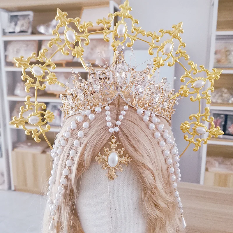New Pearl Crown Virgin Tuinga Exotic Style Tassel Forehead Hair Accessories Studio Trip Shoot Headdress