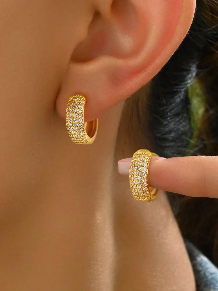 925 Sterling Silver Simplicity Classic Zircon Circular Earrings For Women Anniversary Party Fashion High Quality Fine Jewelry