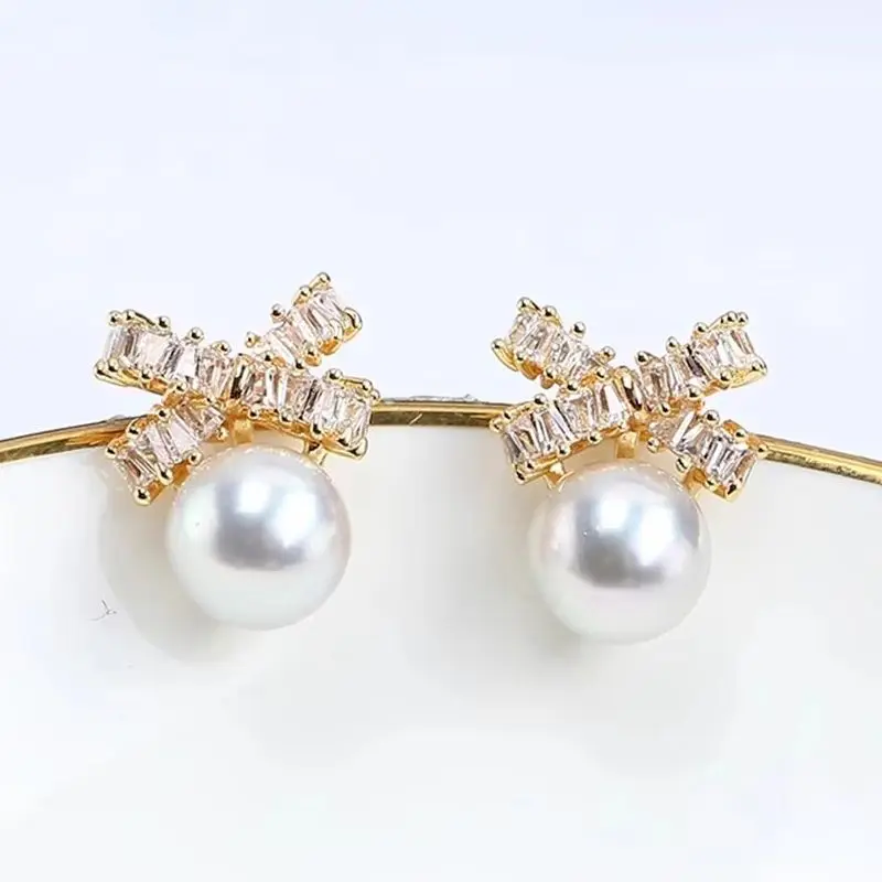 

14K Gold Plated Inlaid Zircon Earring Settings,Pearl Earring Fixtures,Earring Hooks,Accessories For Earrrings,Jewelry Materials
