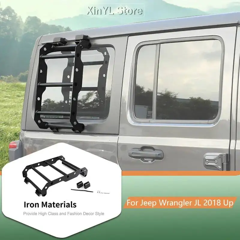 

Aluminum Rear Window Expansion Ladder Protection Rack Black For Jeep Wrangler JL 4door 2018 Up Exterior Accessories