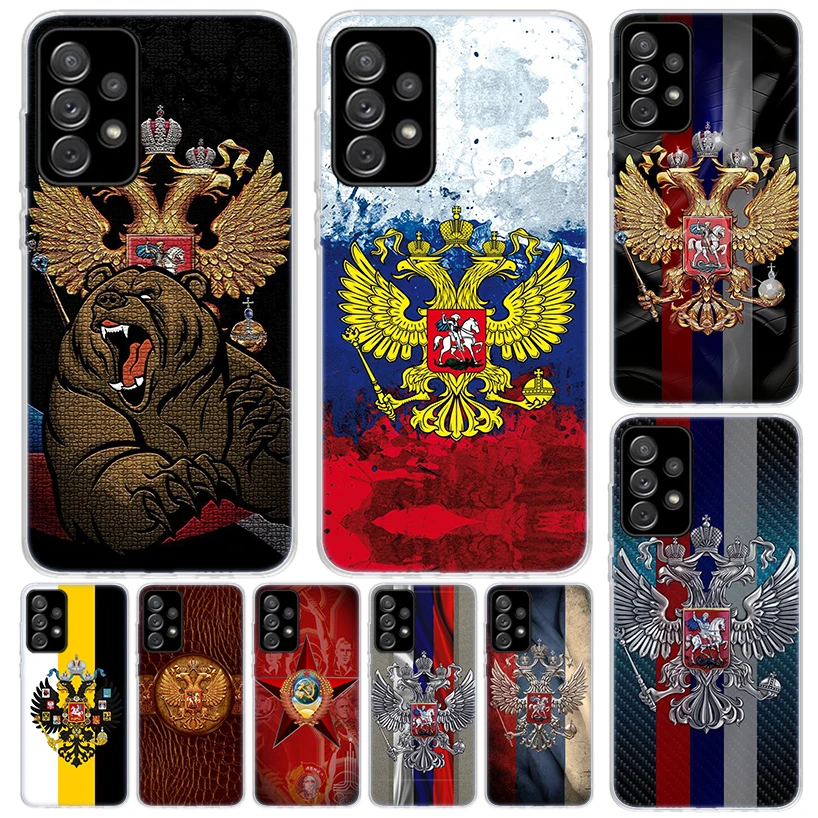 Russia Russian Flags Emblem Phone Case For Samsung Galaxy A15 A14 A54 A13 A53 A12 A52S A55 A22 A23 A24 A32 A33 A34 A25 A35 A03S 