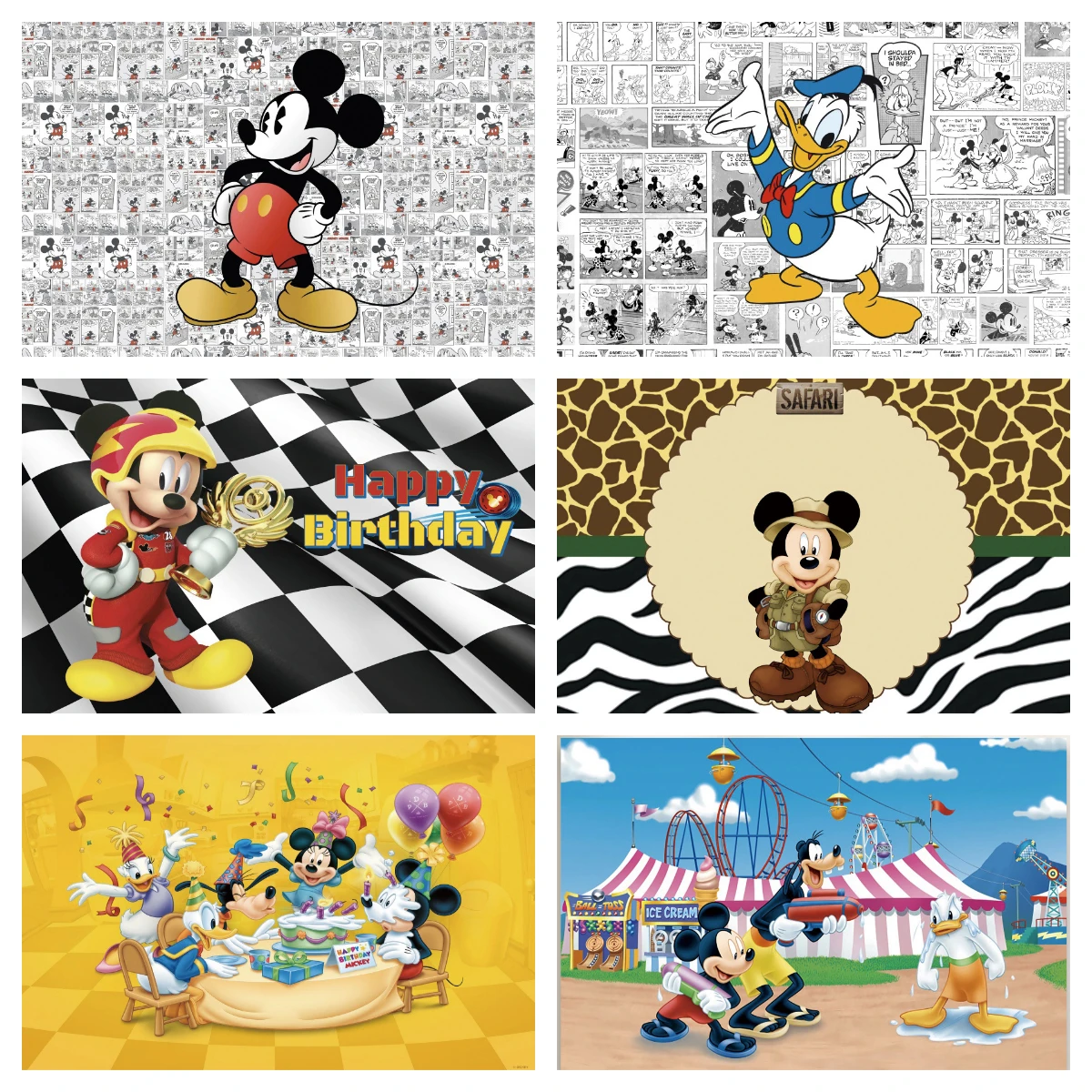 

Mickey Mouse Donald Duck Photo Backdrop Background For Photography Baby Shower Birthday Party Decoration Props Supplies Custom