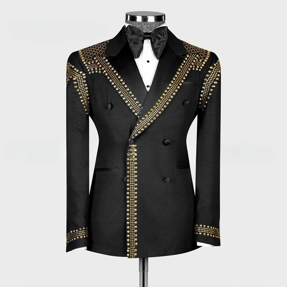 

Elegant Suits 2 Pieces For Man Double Breasted Wedding Groom Tuxedos Set Customized Blazer Pants Customized Slim Fit Suit