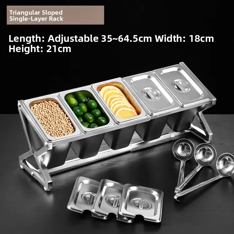 

Stainl Steel Seasoning Tray Stand Set 6 Self-Service Condiment Ra Set for Tea op Jam Box Small Inedient Storage Ra