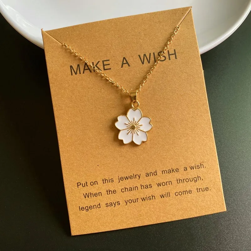 Flower Necklace for Girl Summer Fashion Cute Lovely Choker Necklace Golden Color Link Chain Statement Jewelry Wholesale