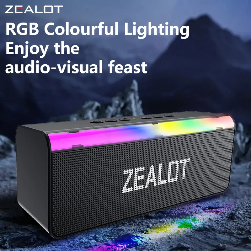 ZEALOT S72 20W Wireless Speakers, Dual Pairing, RGB light, 3000mAh Battery, Charging Cable, Booming bass.