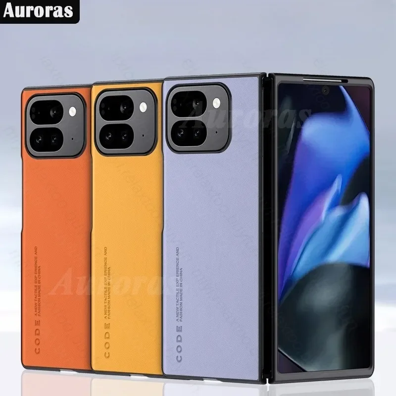 Luxury PU Leather Case For Google Pixel9 Pro Fold Back Cover Matte TPU Silicone Shockproof Protection Phone Case Coque