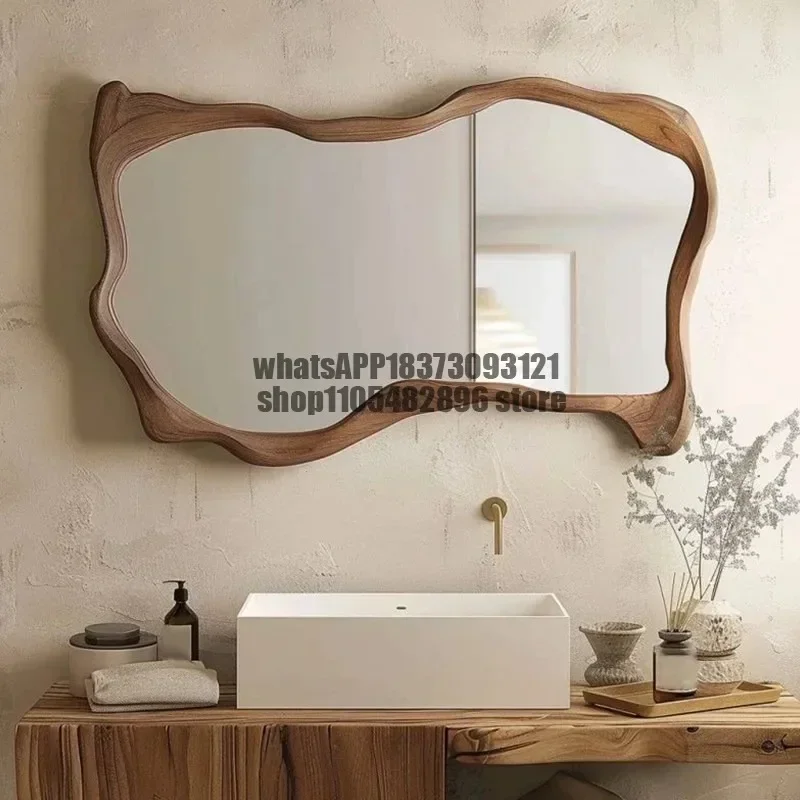 Wabi Sand Wind Medieval Special-shaped Bathroom Mirror Irregular Wave Wall-mounted Decorative Mirror
