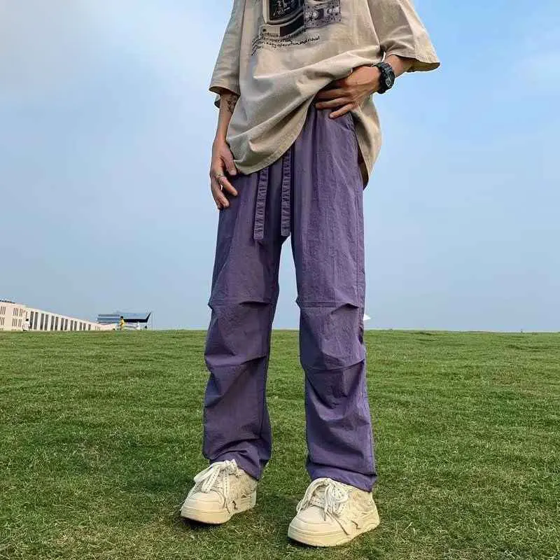2024 Elegant Fashion Harajuku Slim Fit Ropa Hombre Loose All Match Sport Casual Pants Solid Pockets Straight Cylinder Leggings