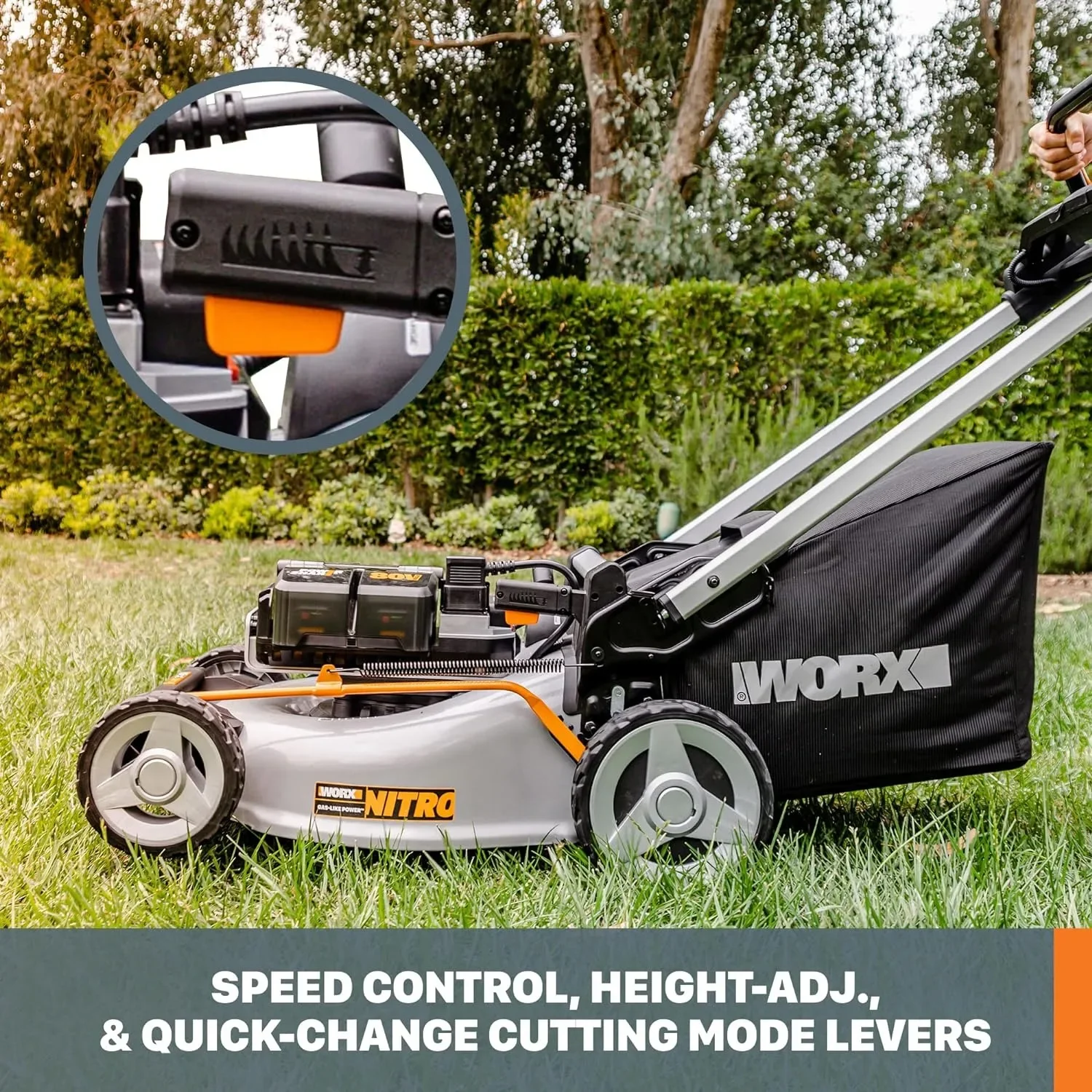 Nitro 80V Cordless Self-Propelled Lawn Mower, Lawn Mower w/ Brushless Motor - 2 Batteries & Basecamp Charger Included