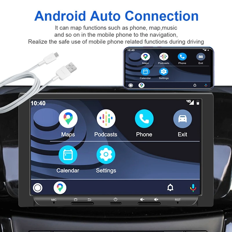 7 นิ้ว Android 10.1 รถวิทยุบลูทูธไร้สาย CarPlay Player Android Auto GPS WiFi