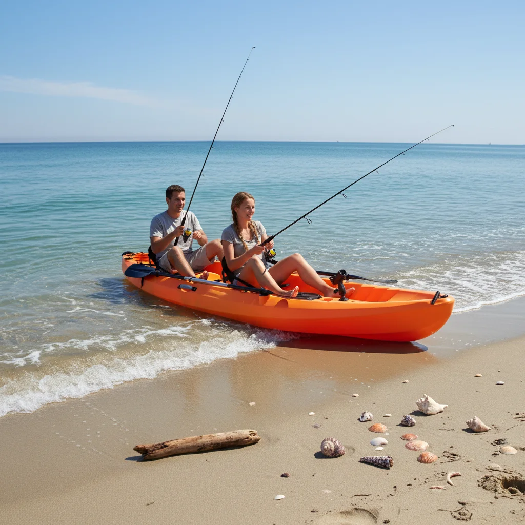 12FT Double Seat 3-Person Sit-on-Top Fishing & Touring Tandem Kayak With Electric Motor Motorized Family Kajak CE
