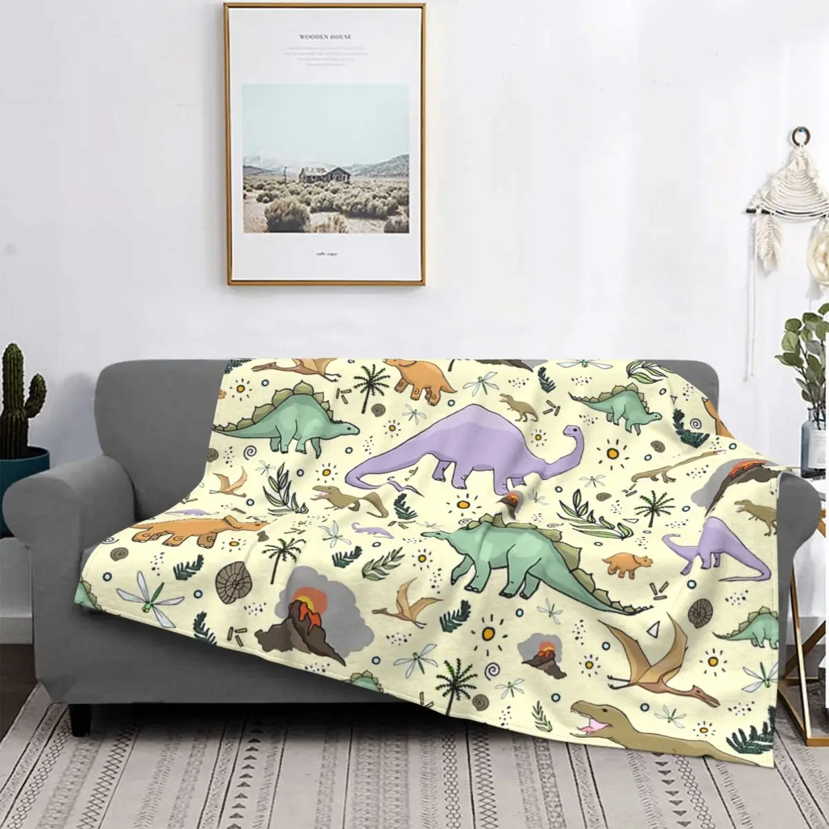 Animals Art Blanket Fleece Flannel All Season Breathable Super Warm Ultra-Soft Dinosaurs T Rex Throw Blankets For Sofa Rug Piece