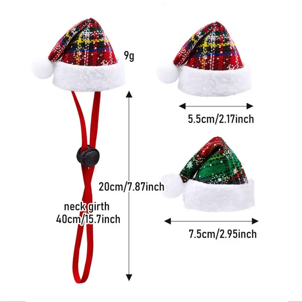 Decorative Christmas Pet Hat Adjustable Red/Green Puppy Christmas Hat with Drawstring Cloth Xmas Cat Santa Hat Party