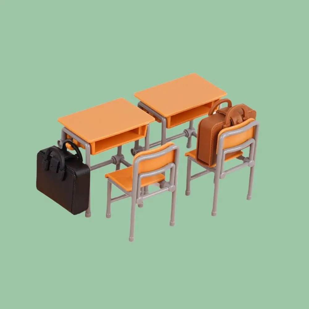 ドールハウス用シミュレーションランドセル,ミニチュア教室バックパック,家具モデル,ヴィンテージレジャー,ミニデスク,1/12ドールハウス