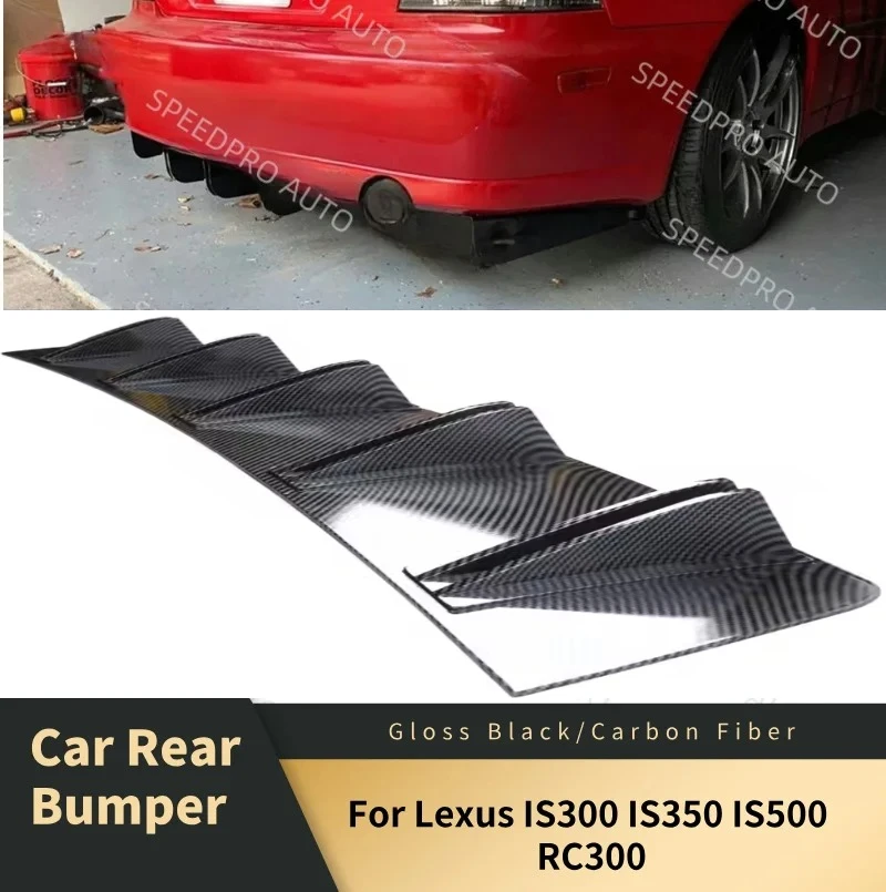 

For L-exus IS300 IS350 IS500 RC300 Rear Diffuser 5 Fins Shark Bumper Splitter Spoiler Lip Car Body Kit Accessories Carbon Fiber
