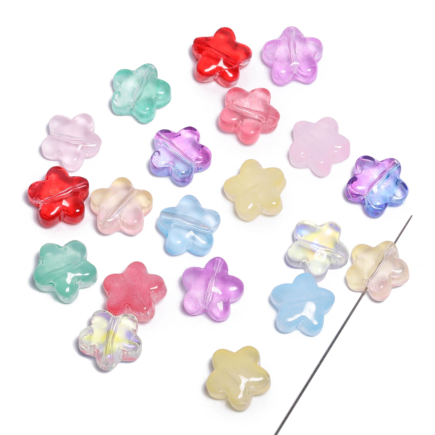 20pcs Five-pointed Star Colorful Lampwork Czech Beads Loose Glass Beads for Jewelry Making DIY Necklace Accessories 11.5mm
