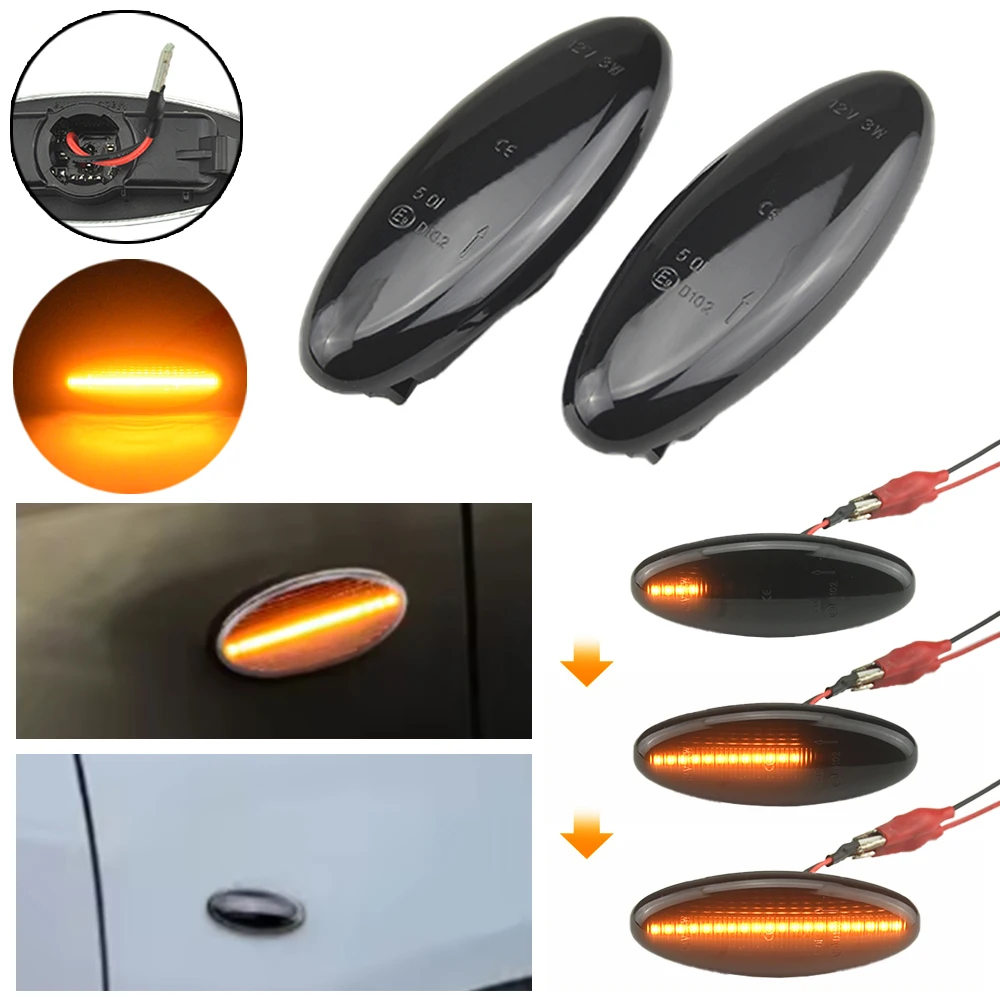 Dynamic LED Turn Signal Side Marker Blinker Light For Mazda Ranger B2500 323 Etude P5 4-Door Sedan 323F 5-Door Astina/Lantis