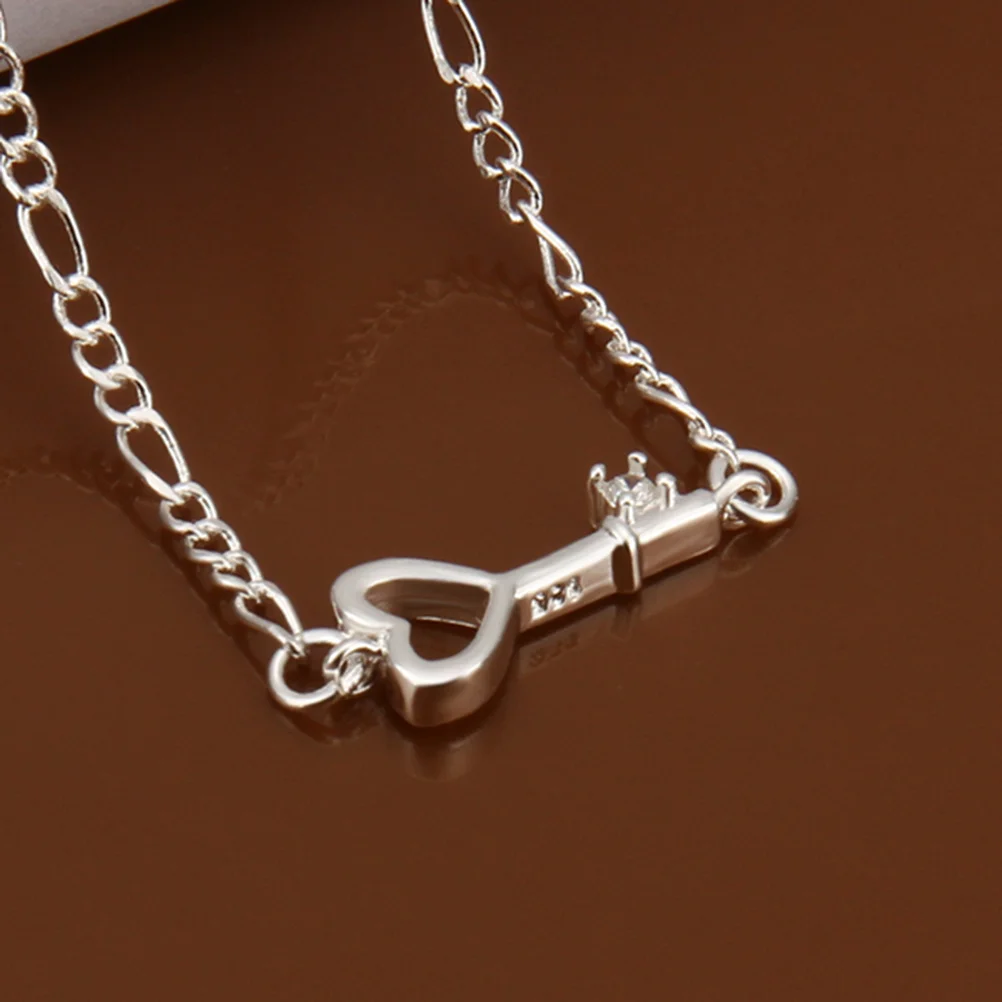 خلخال زركونيا فضي عصري على شكل مفتاح موسع سلسلة قدم أنيقة خالية من الحساسية للارتداء اليومي خلخال للنساء هدية #5