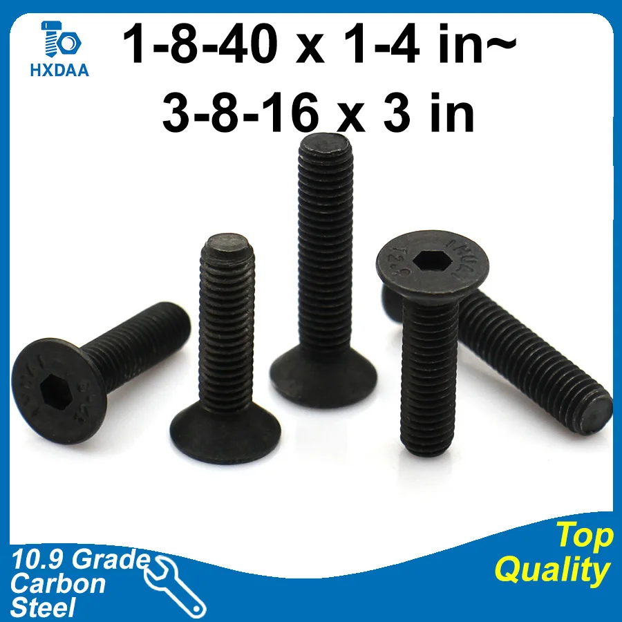 10.9 Carbon Steel Hex Socket UK Standard Countersunk BS/ISO Machine Screws Black Finish 1/8 5/32 3/16 1/4 5/16 3/8