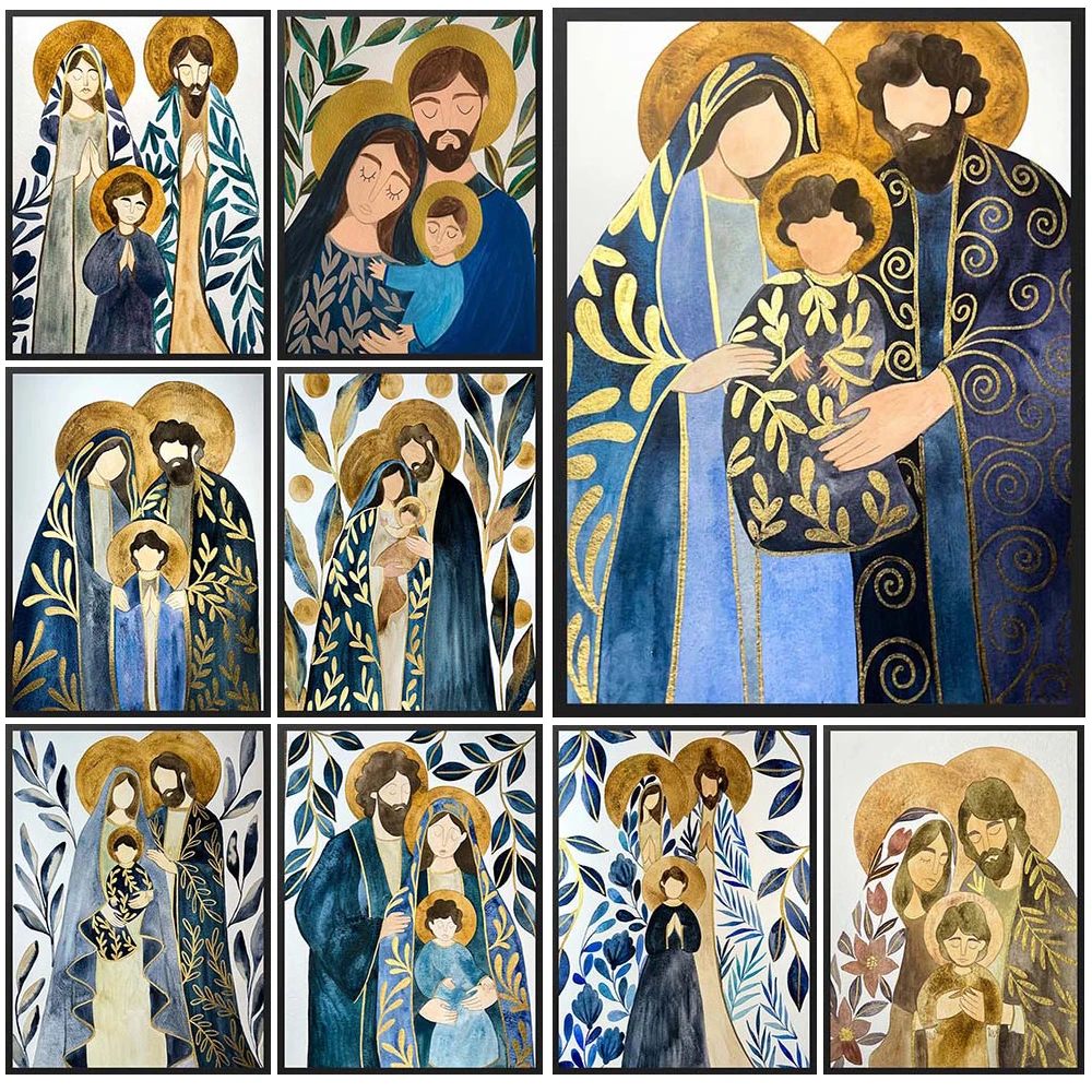 

Religion Jesus Virgin Mary and the Child Christianity Poster Wall Pictures For Church Decor Wall Art Canvas Painting Unframed
