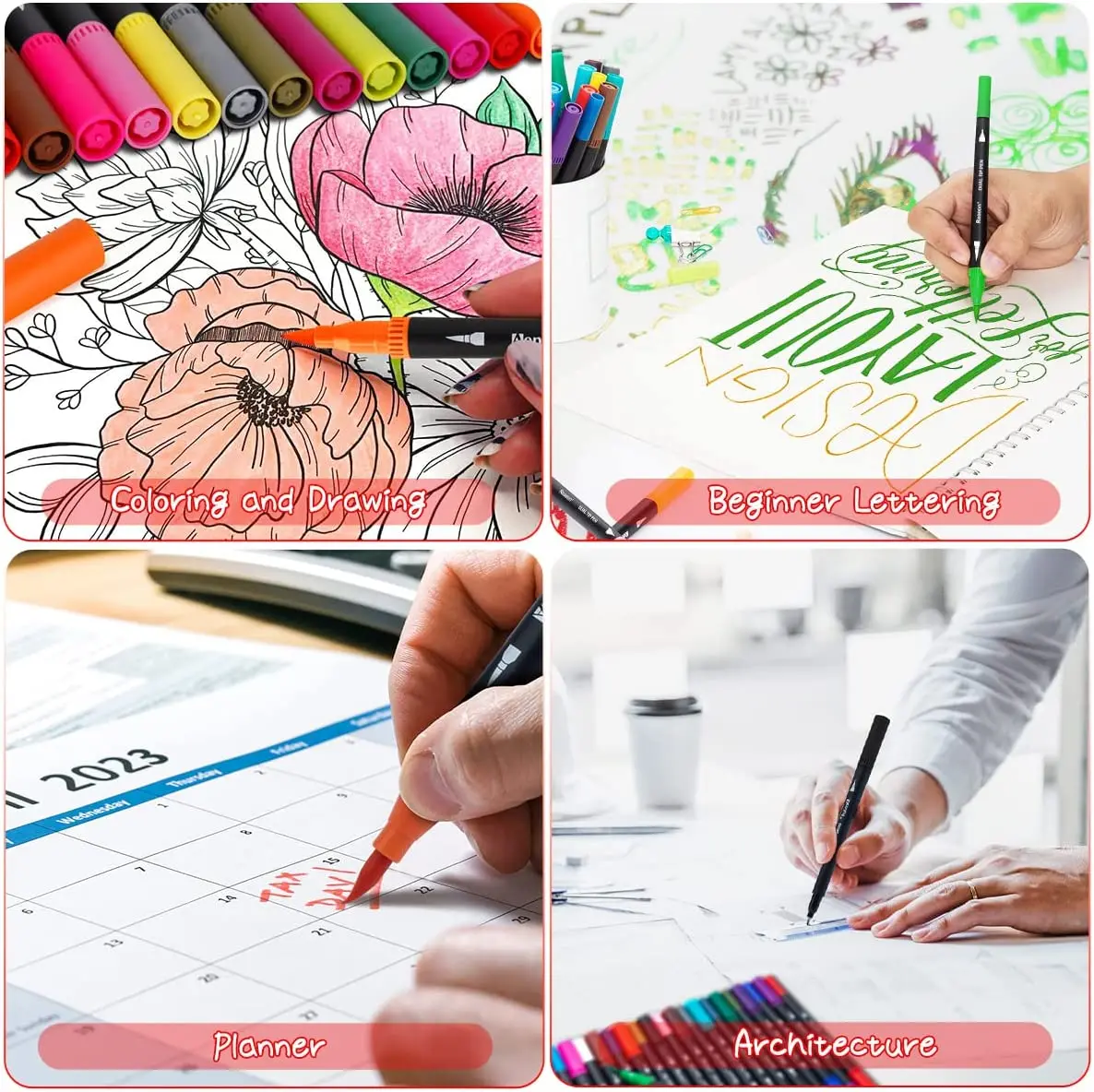 120 Farben Filzstift Zeichnen Aquarell Kunstmarker Stift Doppelseitiger Pinsel Fineliner Farbstift-Set für Kunst Kalligraphie Malerei – Detail 6