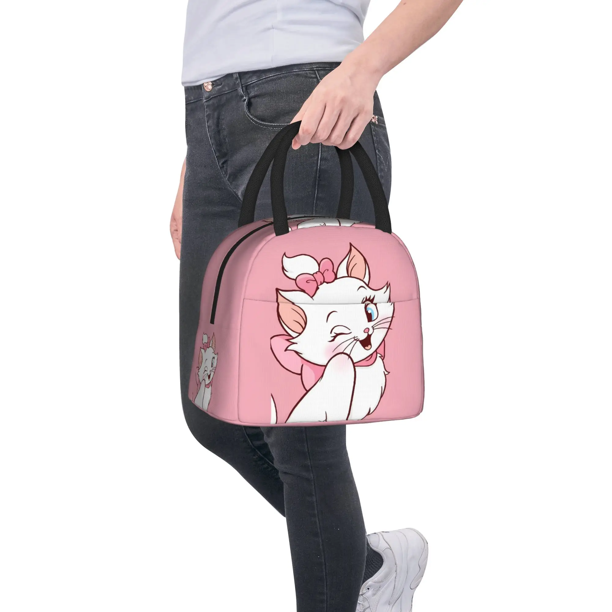 Cartoon Marie Lunchtasche für Kinder, grafische Lunchbox, lässige Picknick-Kühltasche, tragbare, wasserdichte Tragetasche für Lebensmittel – Detail 9