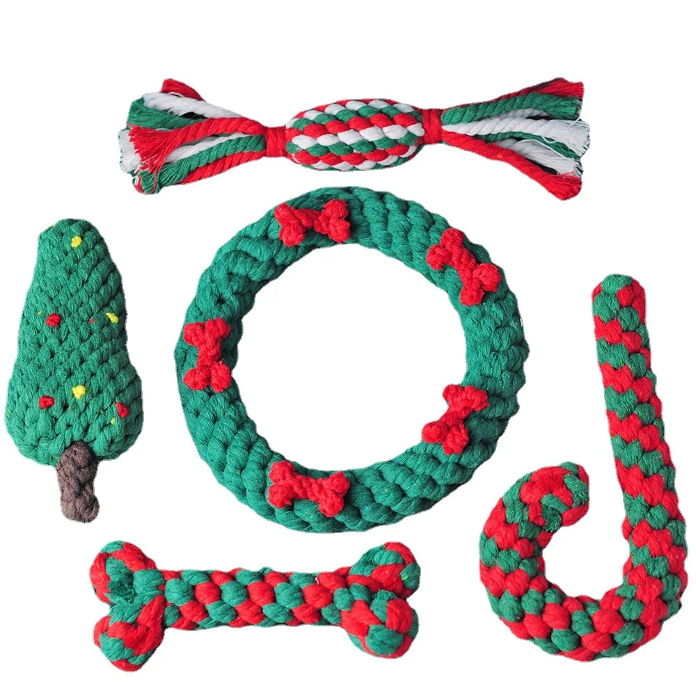 

Hot Cleaning Teeth Pet Dog Toys Products Interactive Christmas Rope Pet Dog Chew Toy Set for Dogs