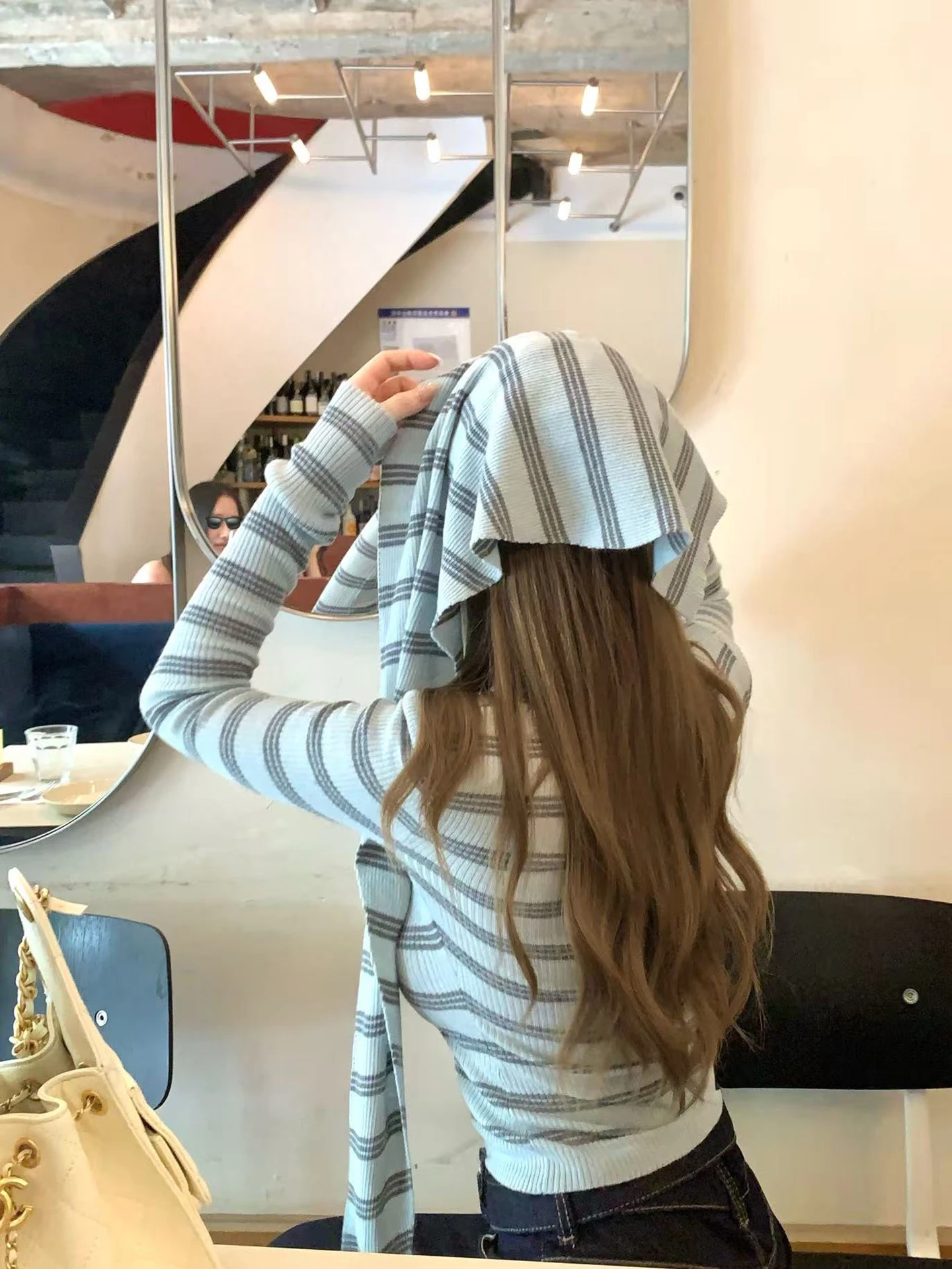 

Korean Sle Women's Knitted Woolen Striped Sweater Autumn New Arrival oulder Pad irt Casual Fit Soft Wool Ladies Top