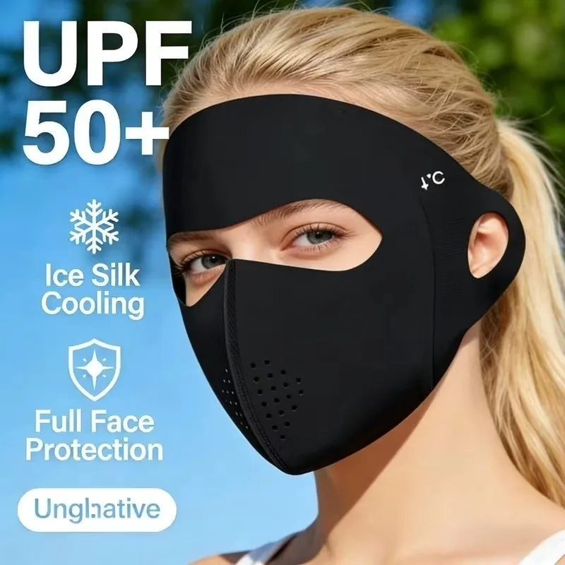 1-10PCS Summer Full Face Mask Sun Protection Men Women Face Mask for Outdoor Travel Ice Sense Breathable Elastic Facekini