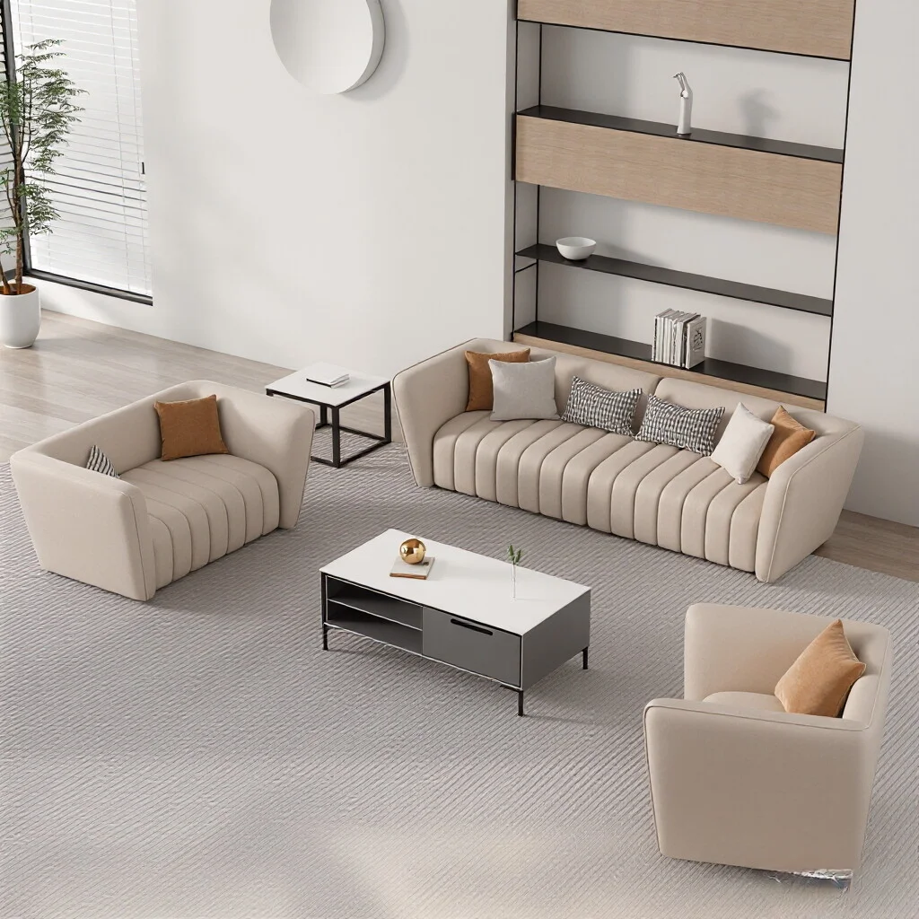 

！@Modern Minimalist Leather Reclining Office Sofa Set for Home Office Apartment Hotel Use