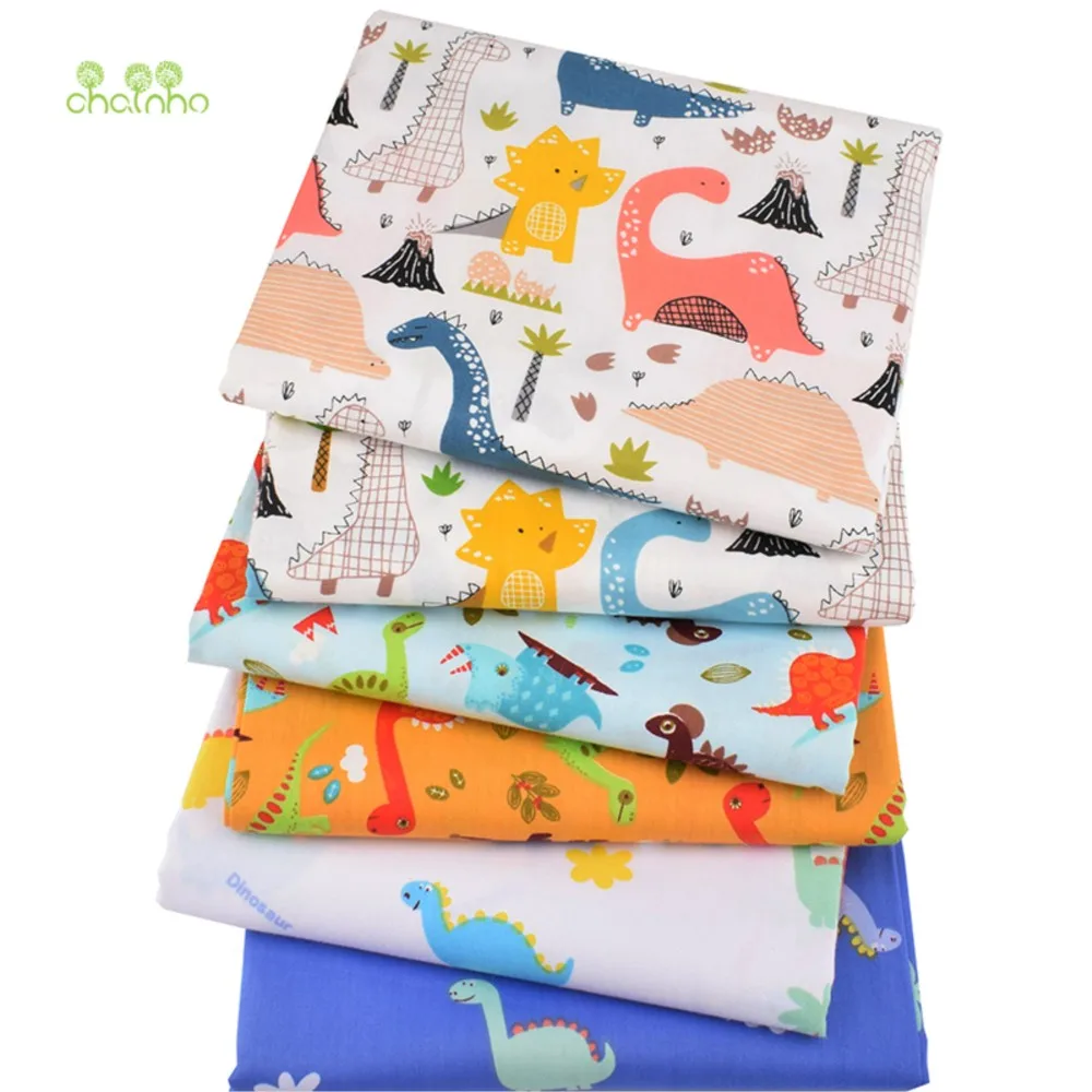 Chainho,Printed Twill Cotton Fabric,Patchwork Clothe,DIY Sewing & Quilting Material,14 Design Dinosaur Series,3 Size,QC349