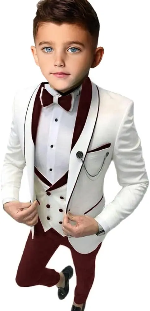 Menino terno 3 peças jaqueta casual com colete calças casamento crianças smoking festa criança formal blazer 3-16 anos de idade feito sob encomenda
