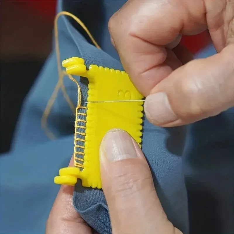 Pack of 2 Sewing Fixtures, Durable Plastic Sewing Tools, Yellow White Design, Easy Hand Sewing Accessories for Beginners