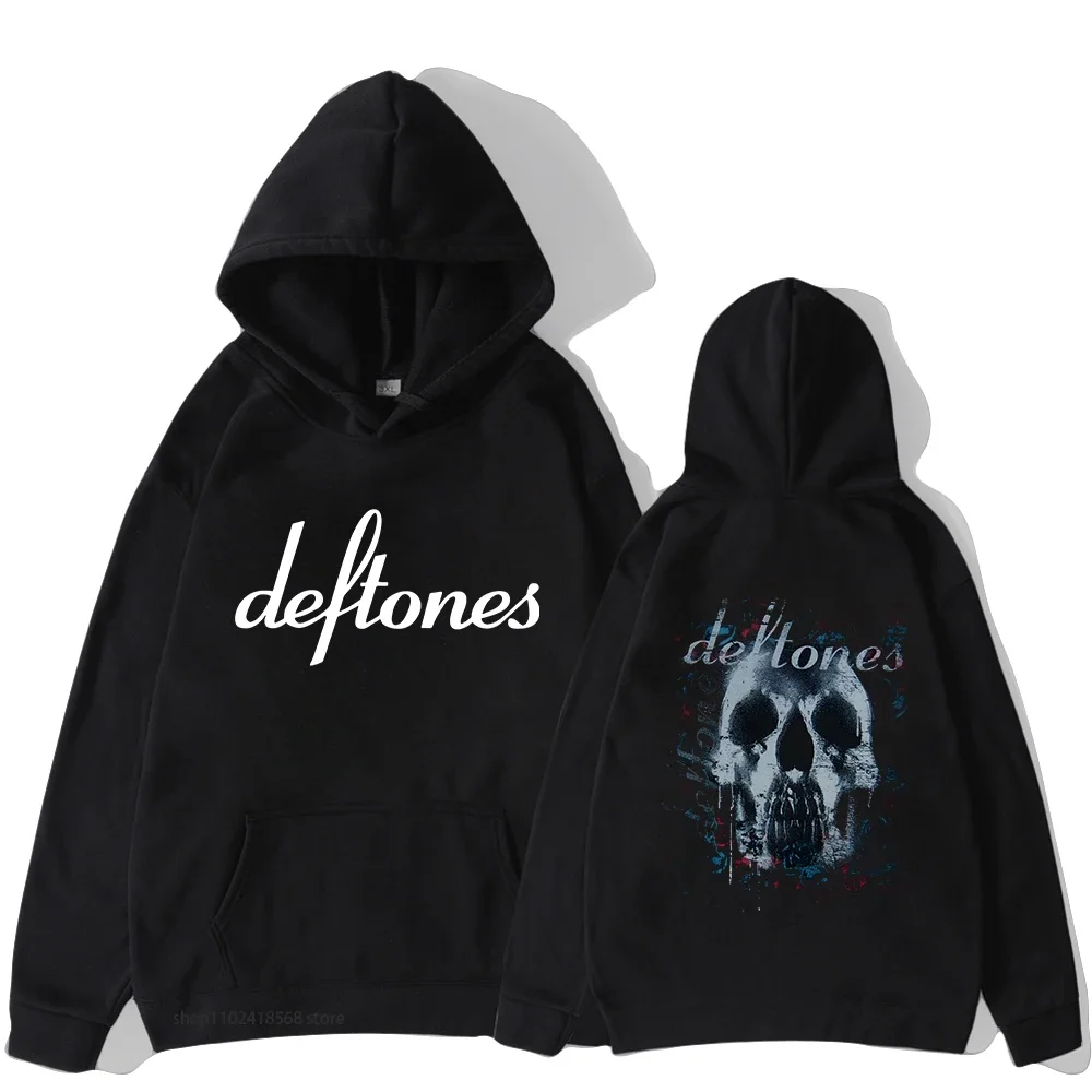 Deftones Skull Black Band Hoodies Men's Vintage Rock Sweatshirts Punk Hip Hop Pullovers for Unisex Streetwear Male Gothic Tops