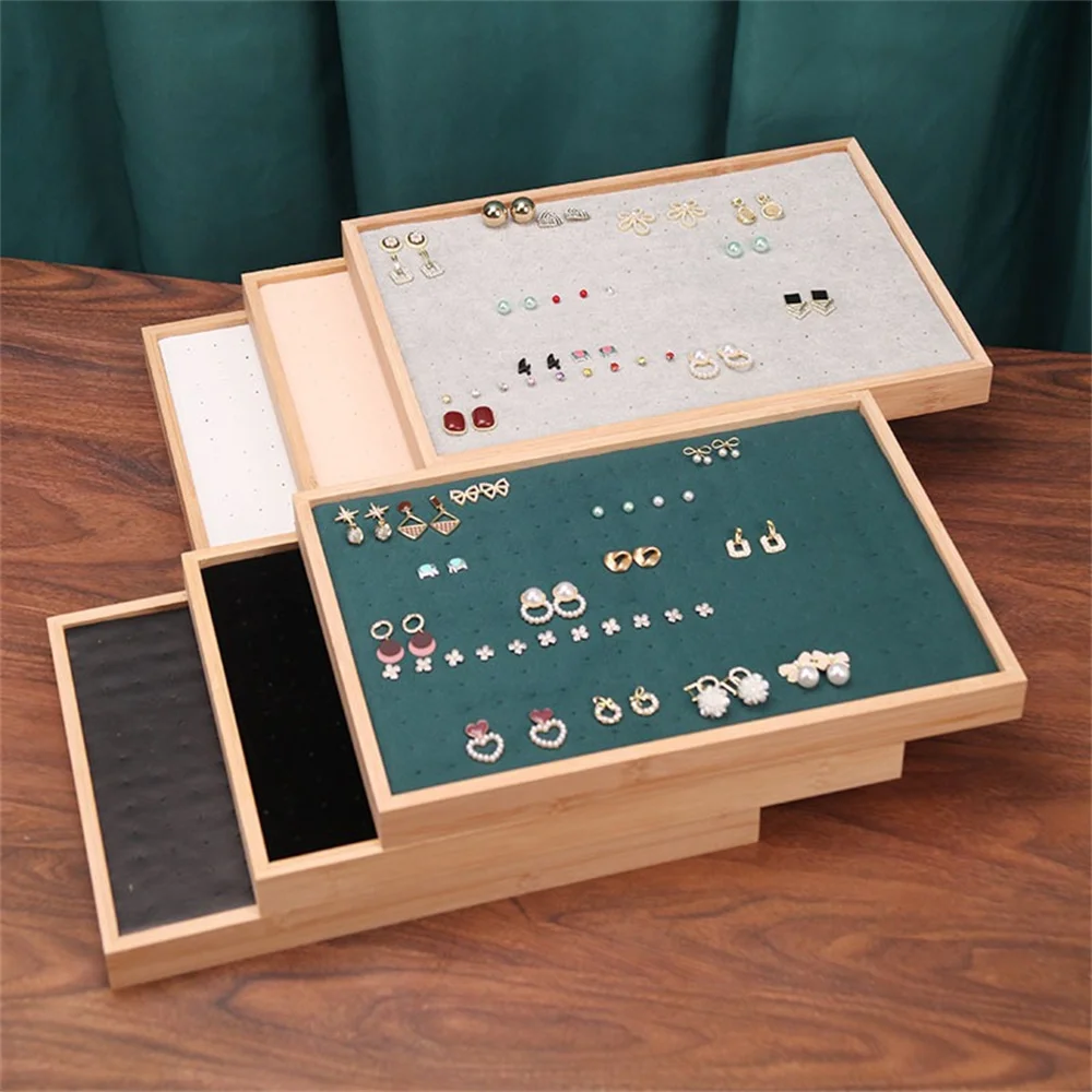 Fashion Wooden 216 Holes Earrings Display Tray Large Capacity Stud Earring Storage Rack Jewelry Organizer Counter Showcase Props