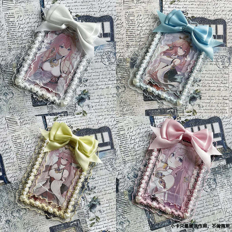

Sweet Lace Kpop Photocard Holder Aesthetic Korean Fashion Bow Ruffle ID Student Card Protector DIY Decor Photo Card Cover Case