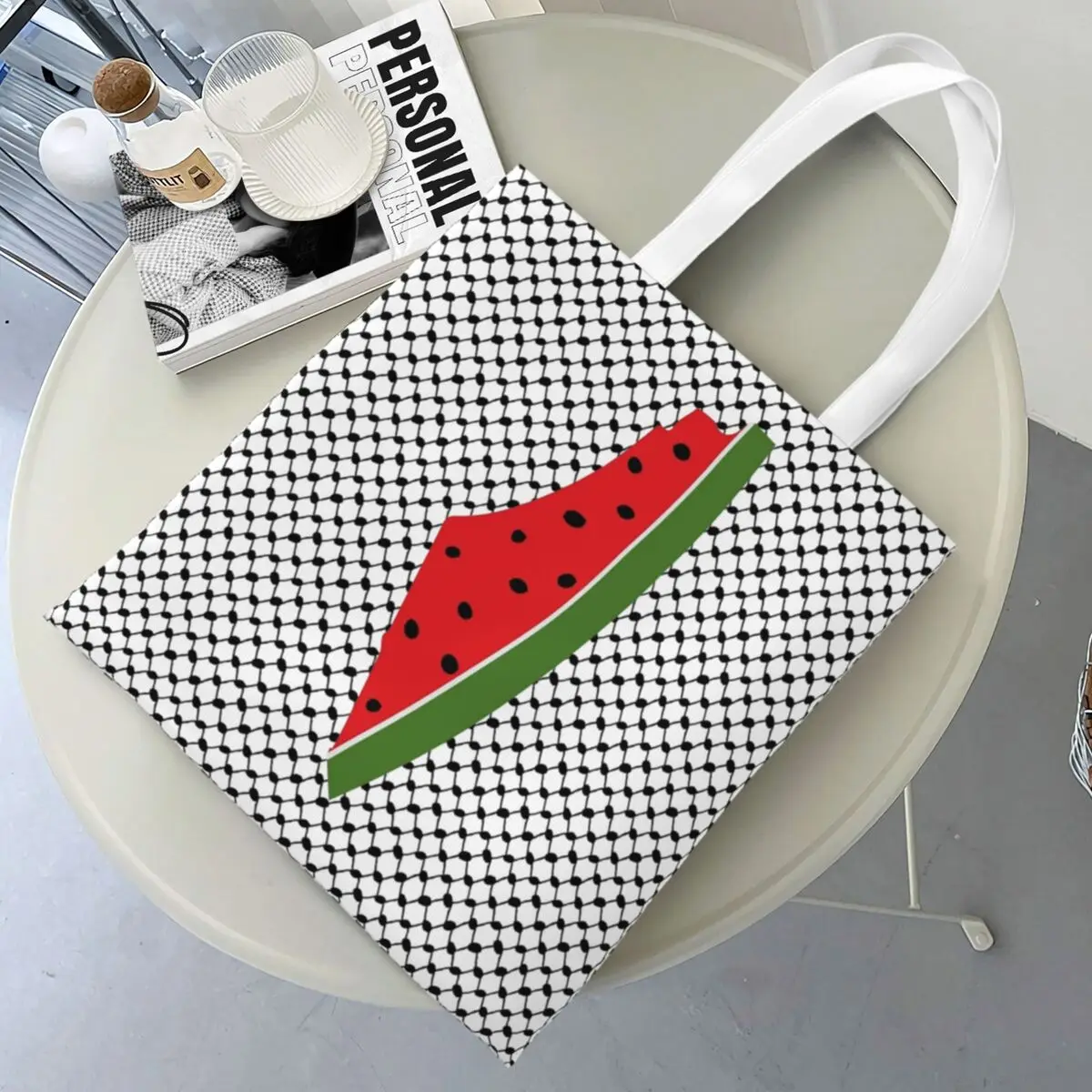 This Is Not Watermelon Canvas Tote Bag Simple Style Large Capacity Grocery Bag for Unisex Magritte Parody Watermelon Travel Bags