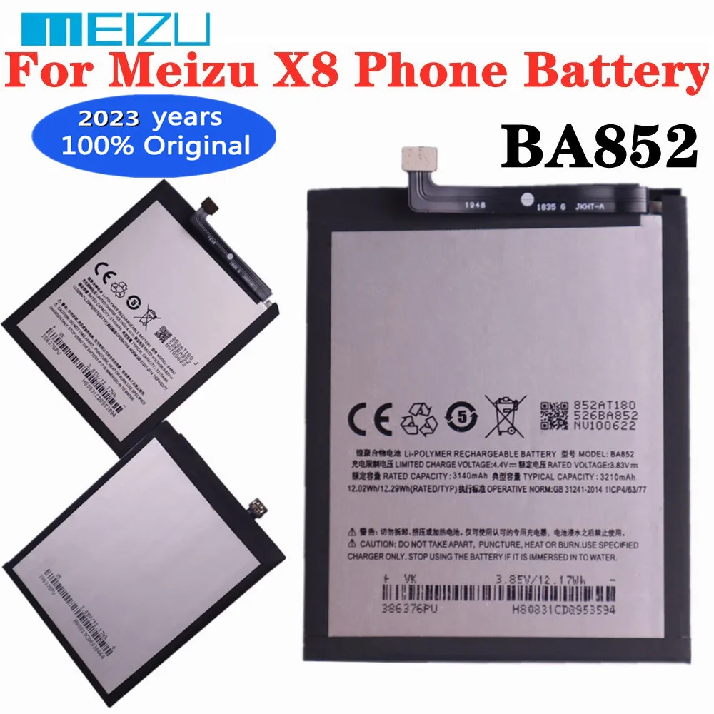 

2023 New 100% Original BA852 3300mAh Battery For Meizu X8 Mobile Smart Phone Replacement Battery Batteries Bateria + Tools