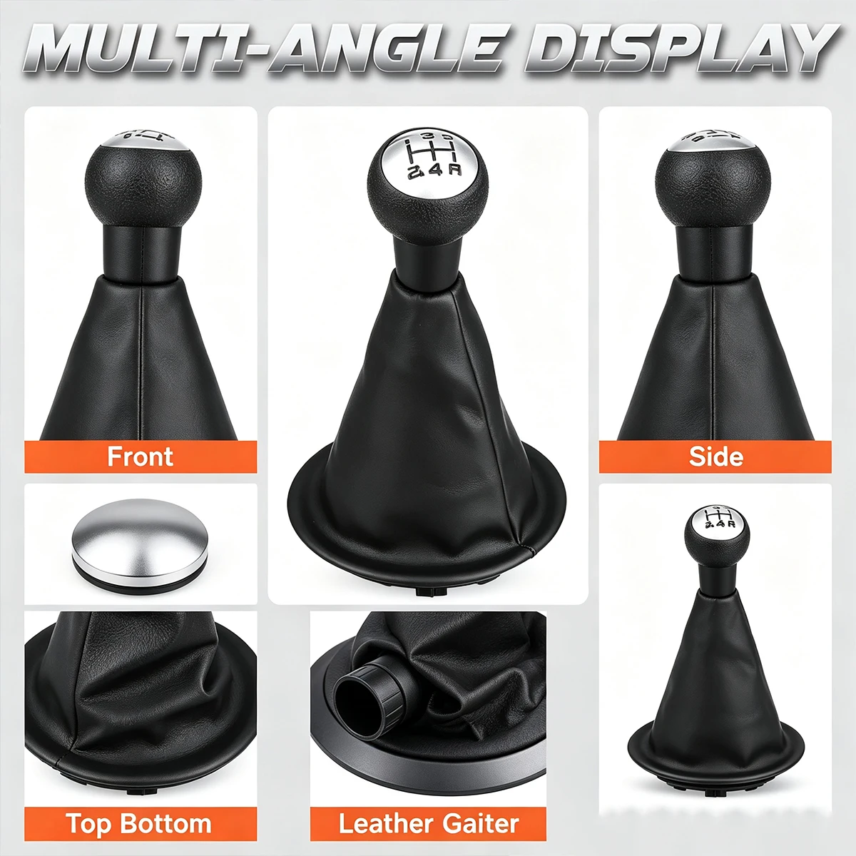 5 Speed Gear Shift Knob with Gaiter For Citroen Berlingo Peugeot Partner 2008-2021 PU Leather Anti-Dust Interior Cover